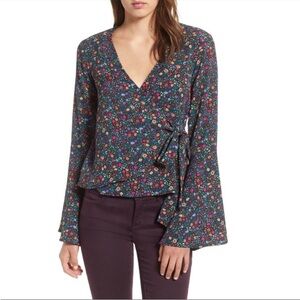 Nordstrom Multicolor Floral Wrap Blouse